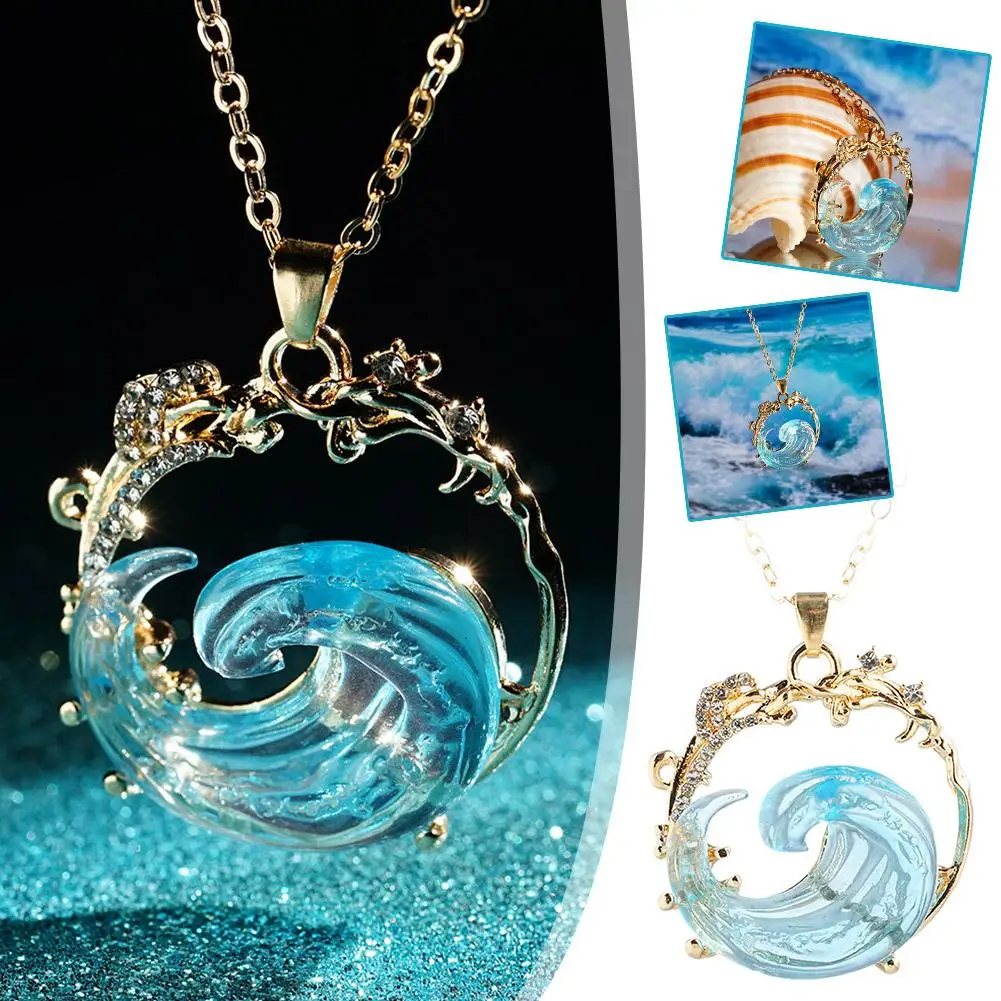 Ocean Jewelry Adjustable Ocean Wave Necklace Earring,Marine Theme Jewelry Packs,Inspirational Jewelry Gift For Women Girls