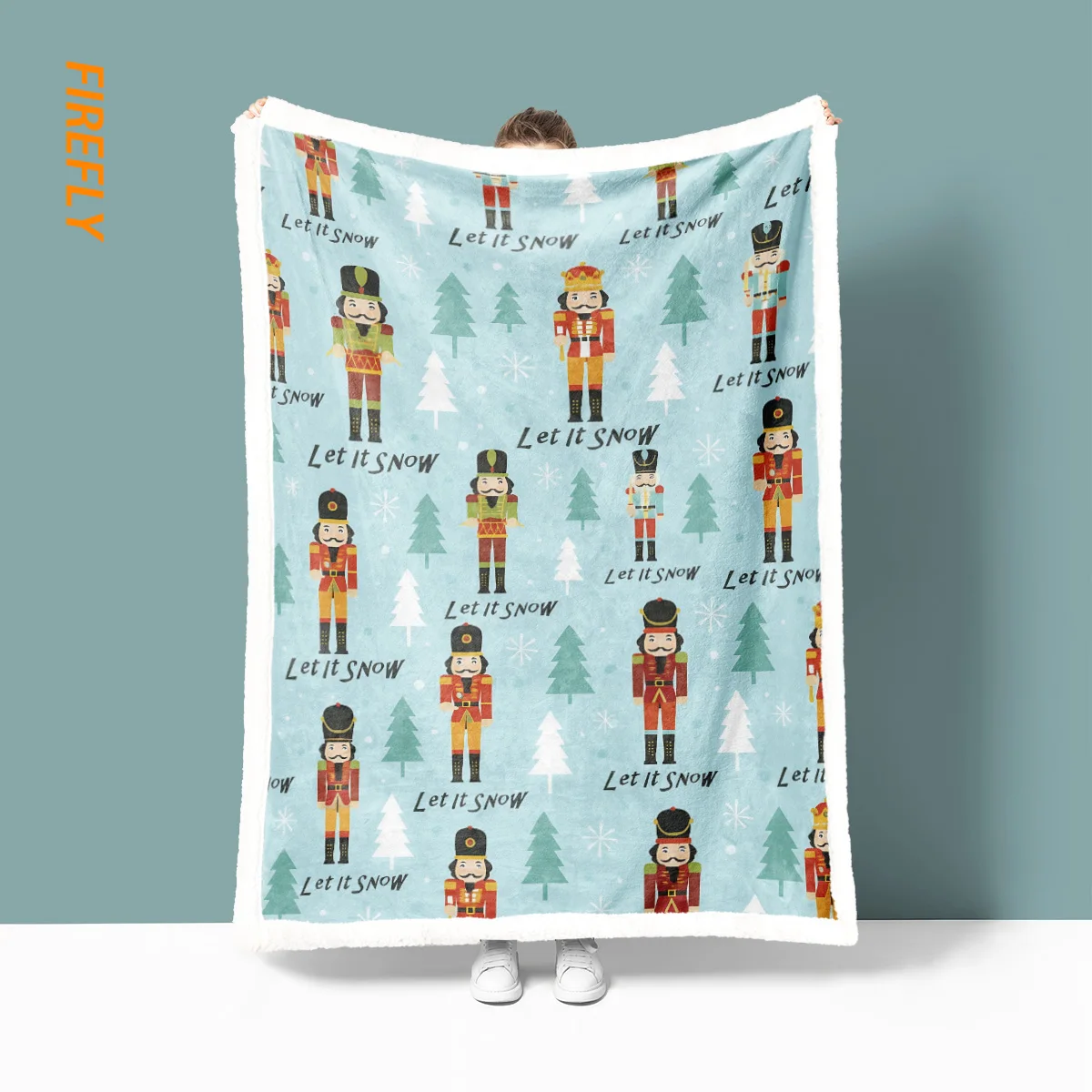 

Рождественский Щелкунчик с принтом солдата, имитация флиса ягненка, многоразмерное одеяло для гостиной, дивана, ковер, можно стирать в машине