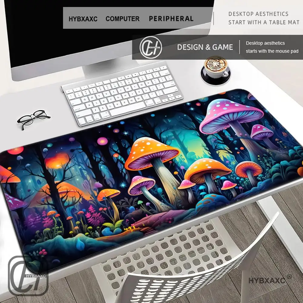 

HYBXAXC Colorful Mushroom Forest Fantasy Gaming Small Mouse Pad Non-Slip Desk Mat Extended Gaming Keyboard Large Gamer 90x40