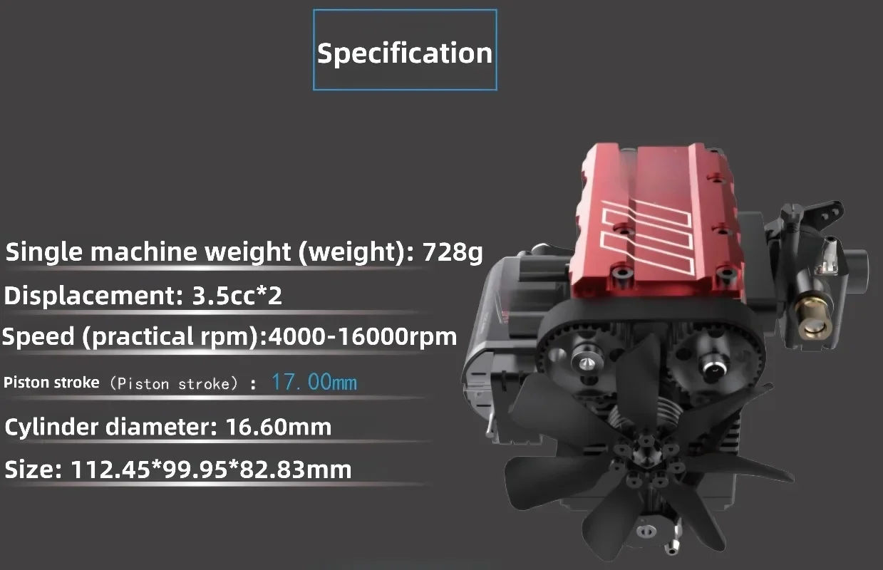 Engine, four-stroke two-cylinder methanol engine assembly model