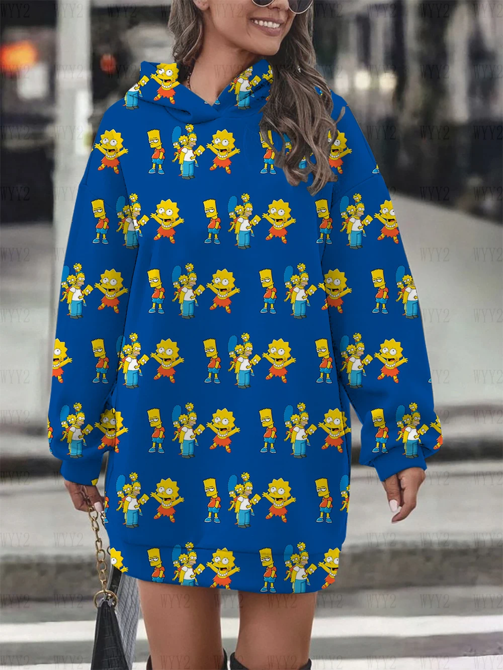 Winter New Style Hoodie Sweatshirt Skirt Disney Simpsons Women\'s Street Style Fashion Trend Warm Pullover Sweatshirt Skirt