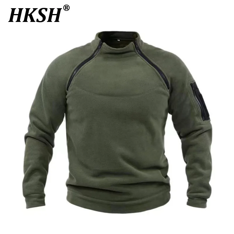 HKSH Autumn Winter New Men's Tide Sweatshirt Solid Outdoor Warm Breathable Tactical Pullover Streetwear Ins Chic Hoodies  HK2445