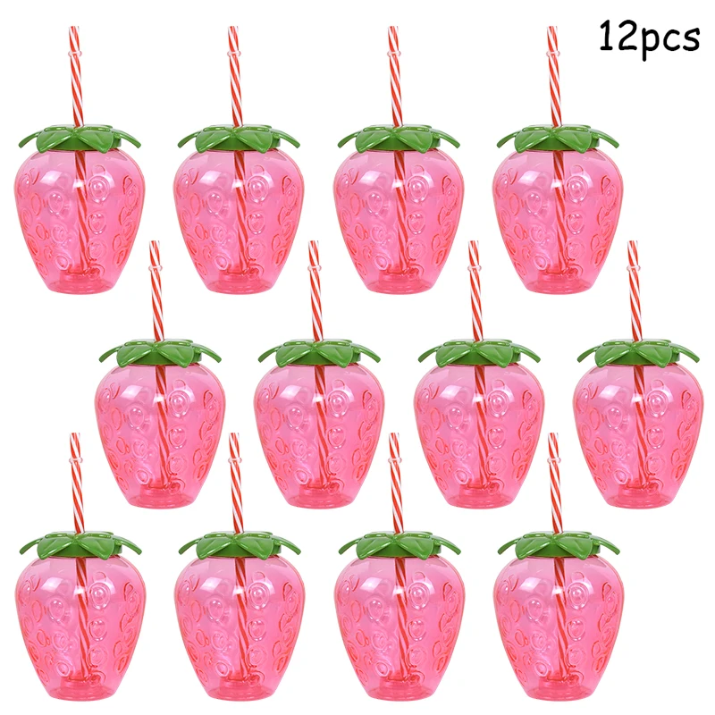 Hawaiianische Sommerparty Ananas Erdbeerbecher mit Strohhalm Tropische Hochzeit Flamingo Luau Geburtstagsfeier Dekoration Trinkbecher