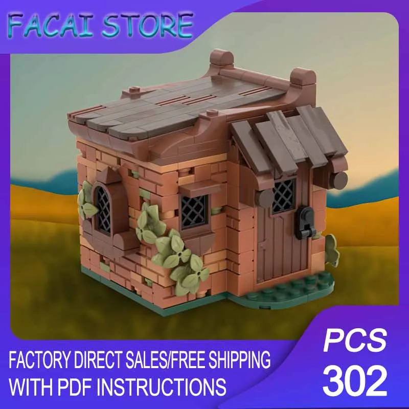 

Medieval Castle Model Moc Building Bricks Modular Orange Brick Hovel Model Technology Blocks Christmas DIY Toy Construction Gift