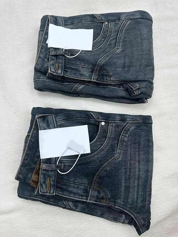 2025 겨울 플리스 안감 레트로 하이라이즈 루즈 플레어 진 여성용 논스틱 레그 빈티지 와이드 레그 편안한 스트레치 데님