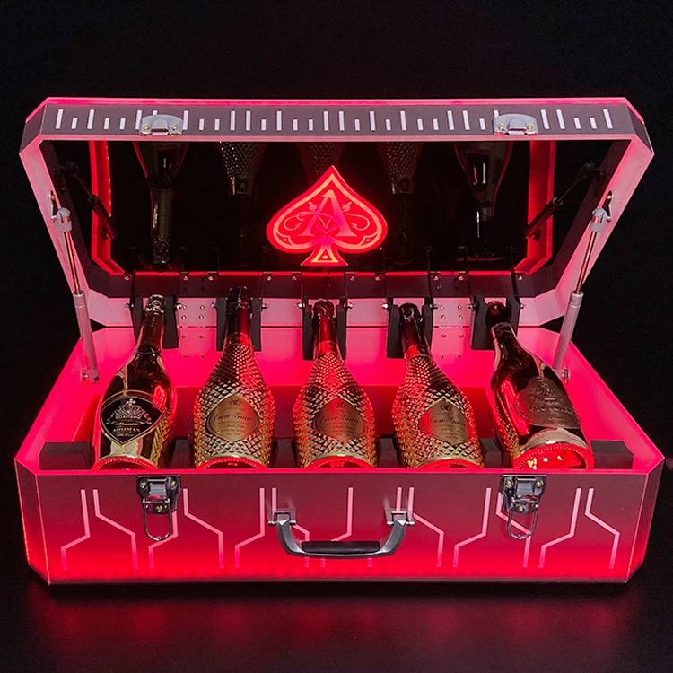 Customized Logo acrylic box Bar LED GIFT BOX Display LED MIRROR Bottle Presenter led wine box case