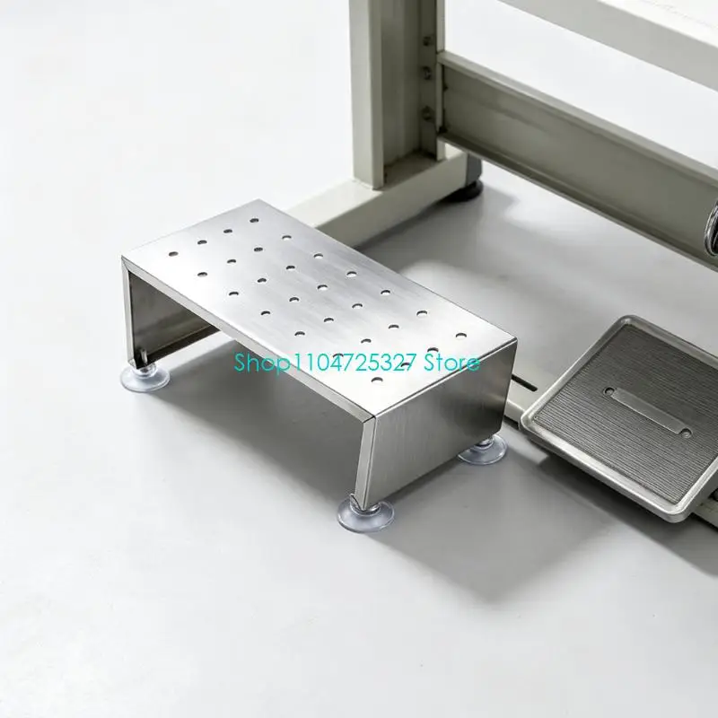 D8KF Sewing Machine Footrest with Sloped Perforated Metal Platform, Freestanding No-Install Foot Support for Craft Tables