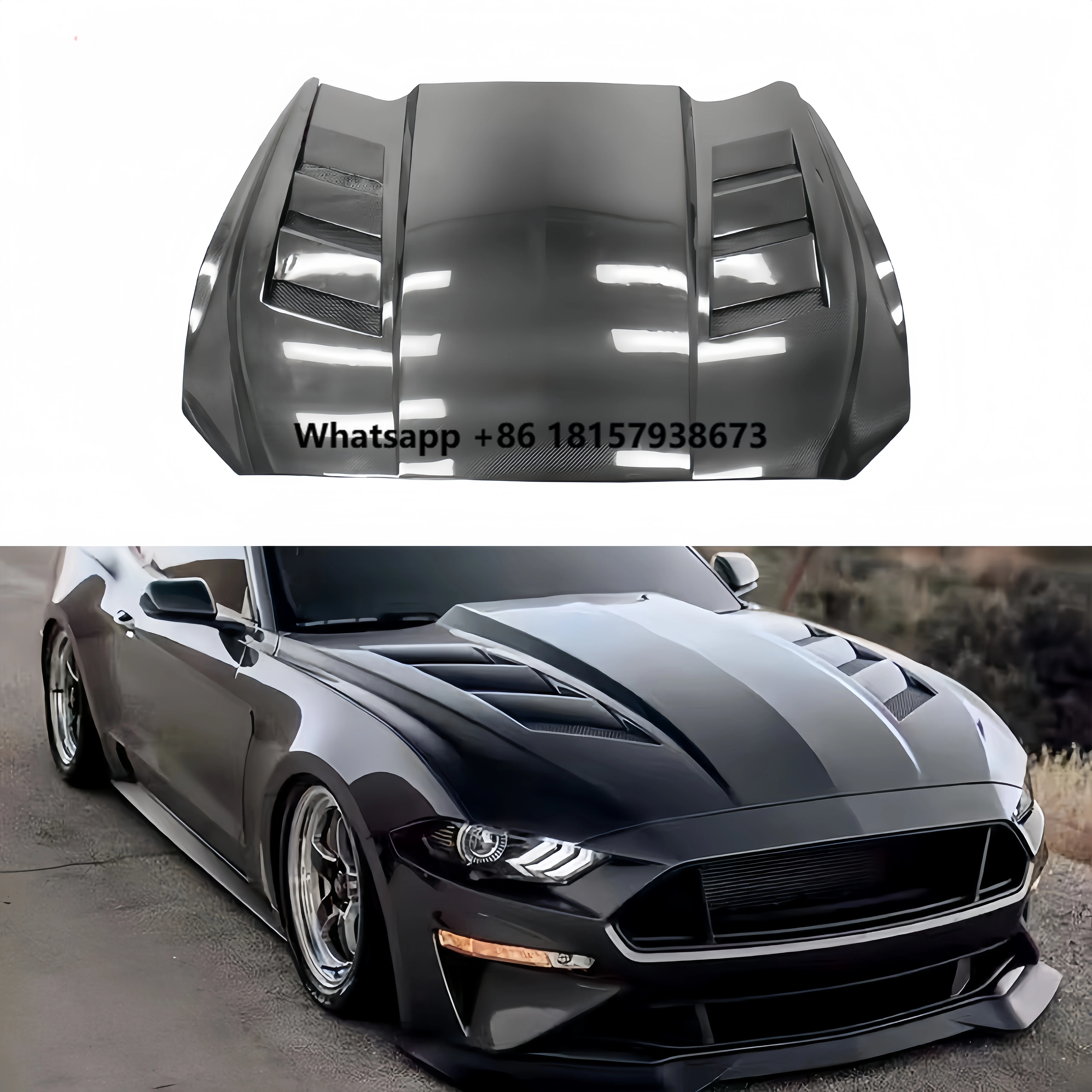 

New Carbon Fiber Engine Cover for Mustang AC Style Open Hole Front Hood with Bolts Car Accessories Manufacturing Purpose