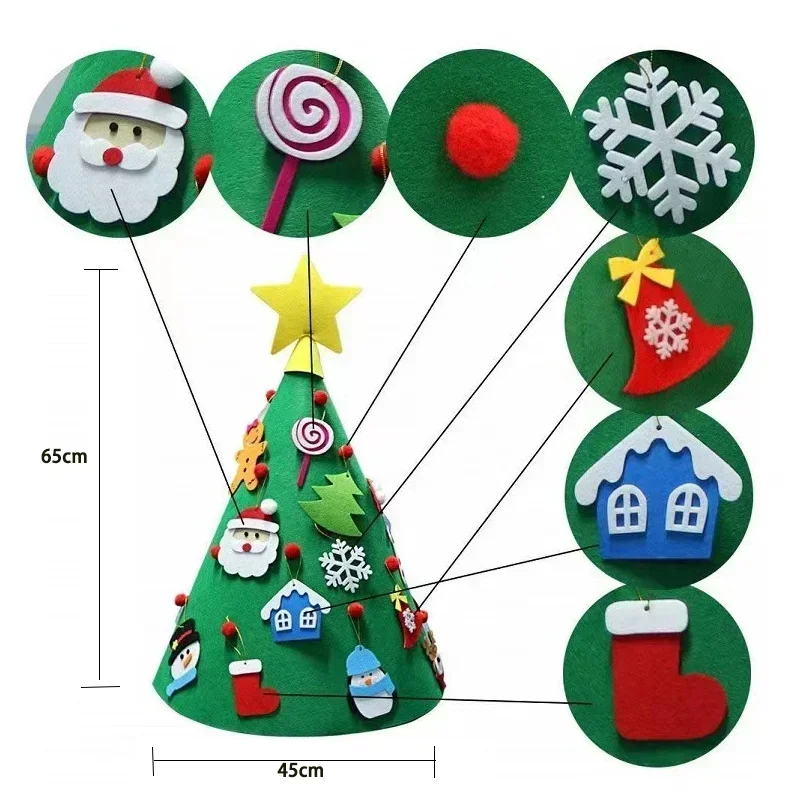 3D Kid DIY Felt Wesołych Świąt Dekoracja do domu Navidad Prezenty noworoczne Ozdoby świąteczne Choinka Świętego Mikołaja