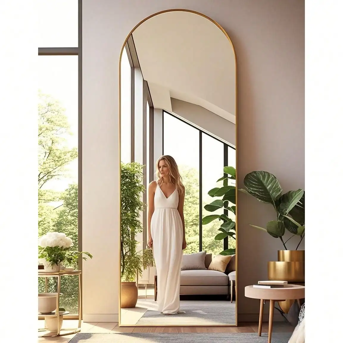 

64"X21" Arched Full Length Mirror, Floor Mirror, Full Length Mirror With Stand