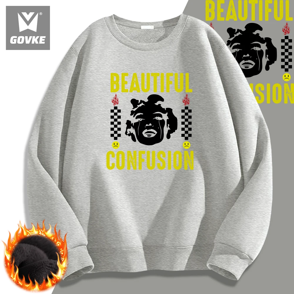 Beautiful Confusion Young & Cool Graphic Trend Brand Man's Clothes Printed Men's Hoodless New Style Style Hoodless Sweatshirts