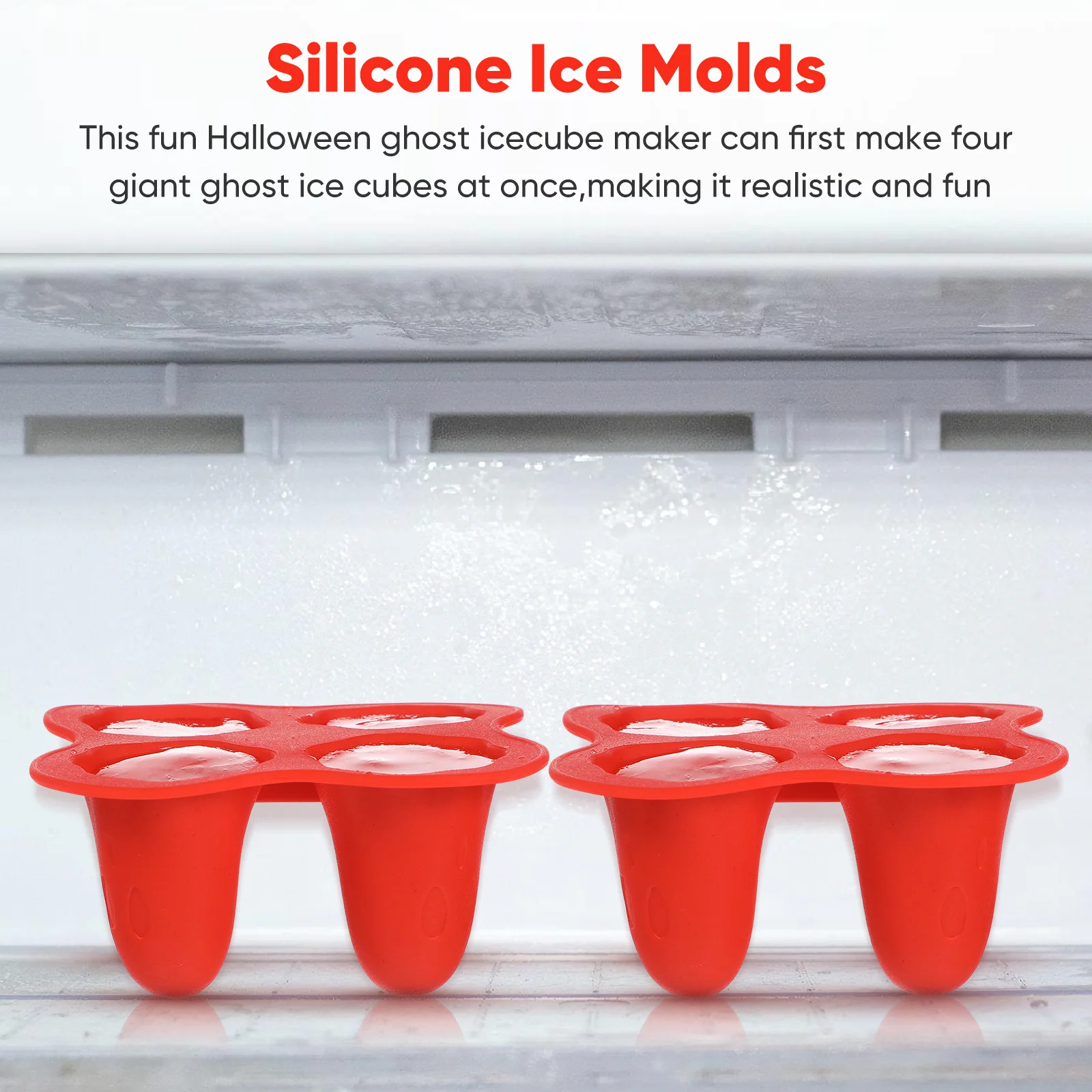 

4Pcs Ice Cube Molds Unique Ghost Design Flexible Silicone Mold for Halloween Party Cooling Halloween Ice Cube Molds