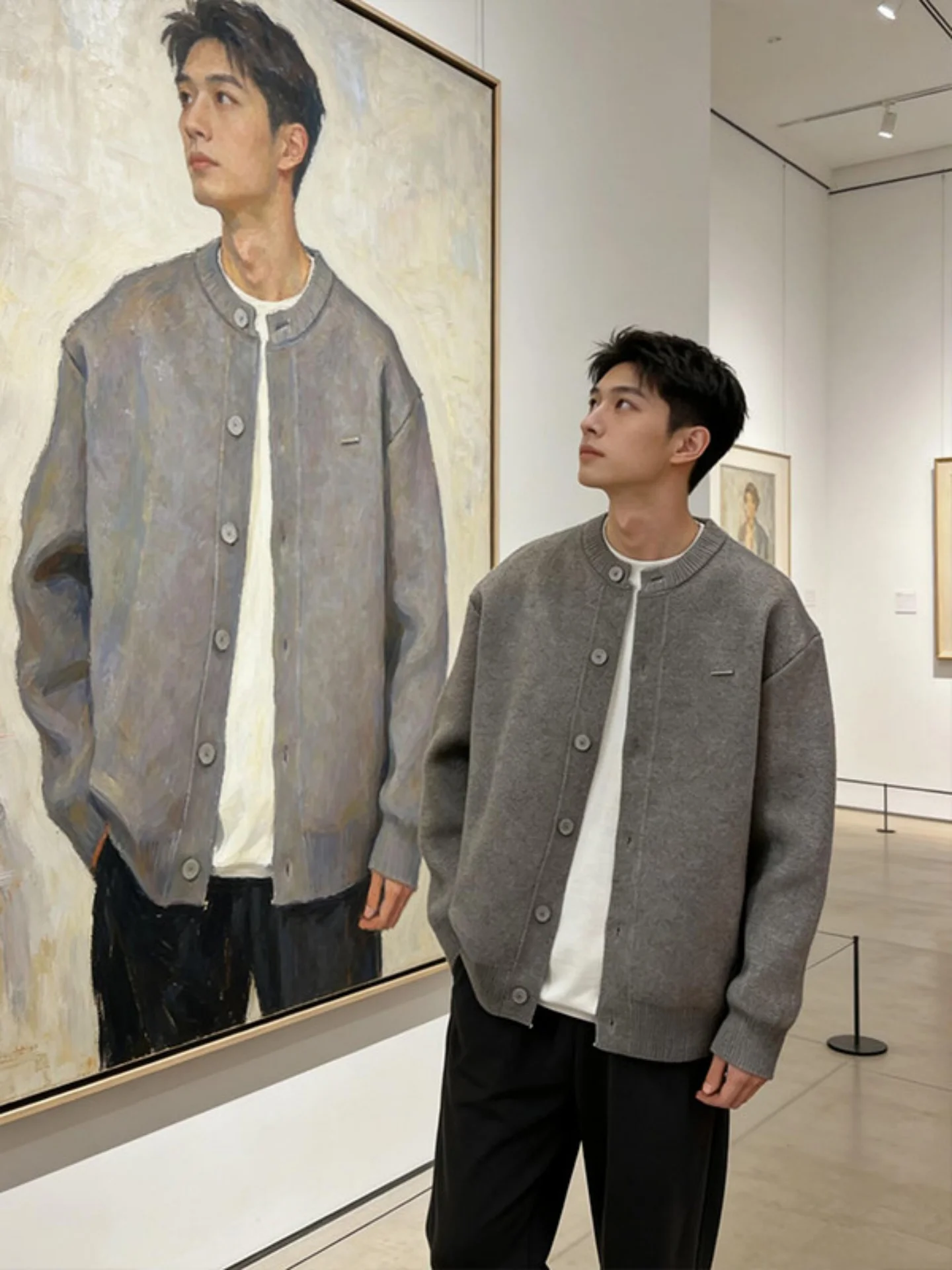 

ay Open Cardigan Sweater Men's Winter Loose Lazy Sle Knitted Outerwear Couple's Sle Long Sve round Ne Warmth