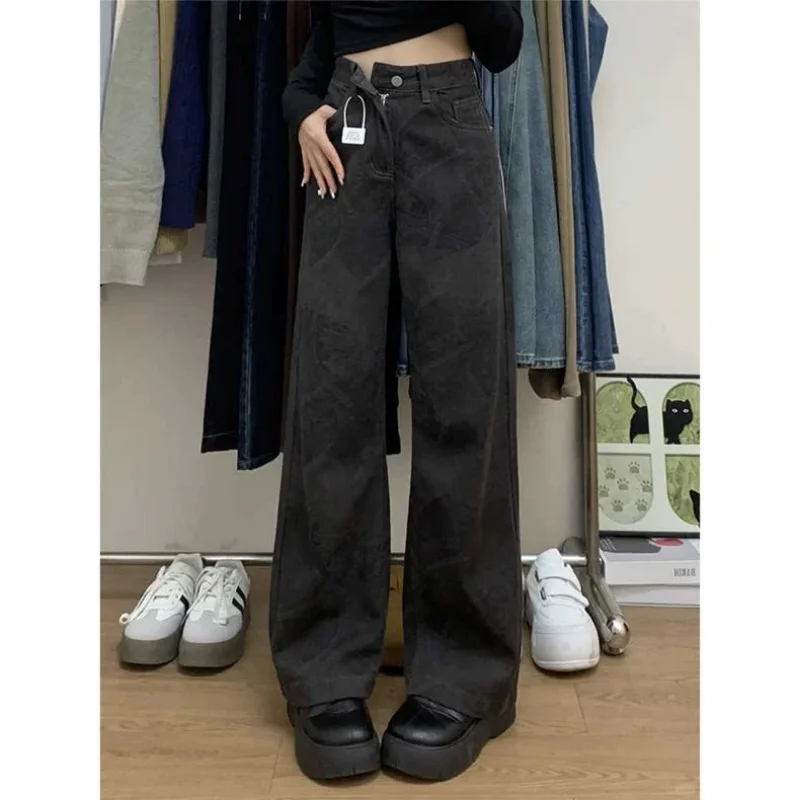 

Прямые джинсы женские летом, новые узкие и драпированные широкие брюки с высокой талией, слегка расклешенные брюки