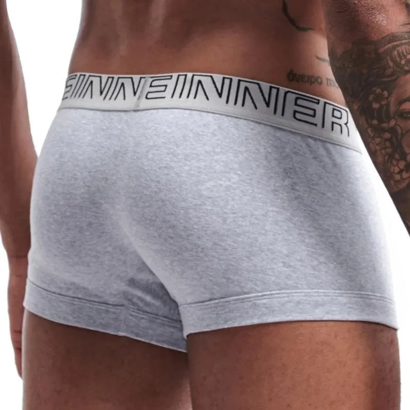 Homens seeinner roupa interior de algodão boxer shorts u convexo bolsa macia confortável cuecas xxl preto branco cinza ropa interior suave