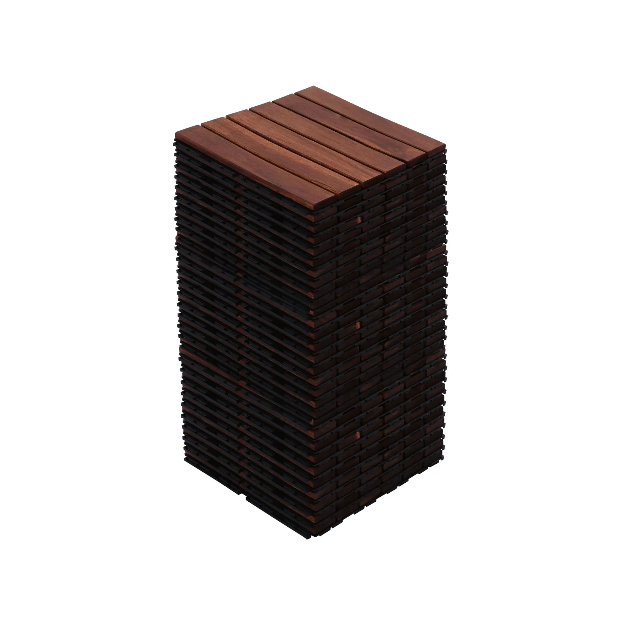 30 PCS Brown Acacia Wood Interlocking Deck Tiles, 12