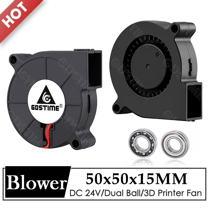 Gdstime 5015 Blower Fan 24V 12V 5V 50MMx15MM Turbine Radial Fan 5015 Dual Ball High Speed Cooler for 3D Printer Parts Cooling