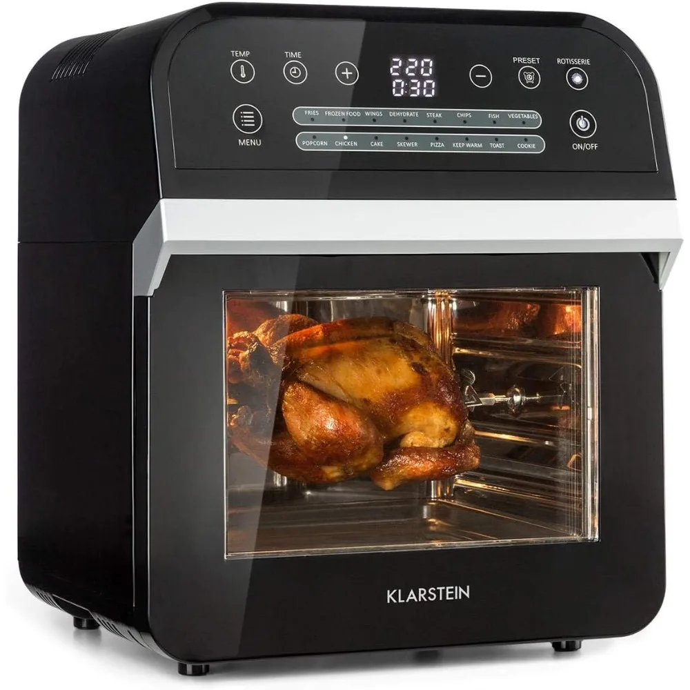 Klarstein AeroVital Cube - Freidora de aire caliente sin aceite, sistema de calefacción 3D, potencia de 1600 W, capacidad de 12 l, 16 programas, tecnología Highsp