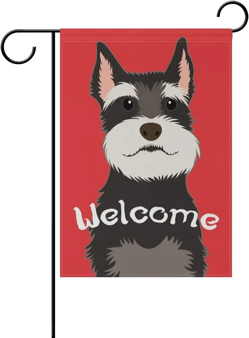 My Daily Welcome Schnauzer Dog Decorative Double Sided Garden Flag 12 x 18 inch Garden Banner Yard Flag KKL AAL HHM WZZ yyi