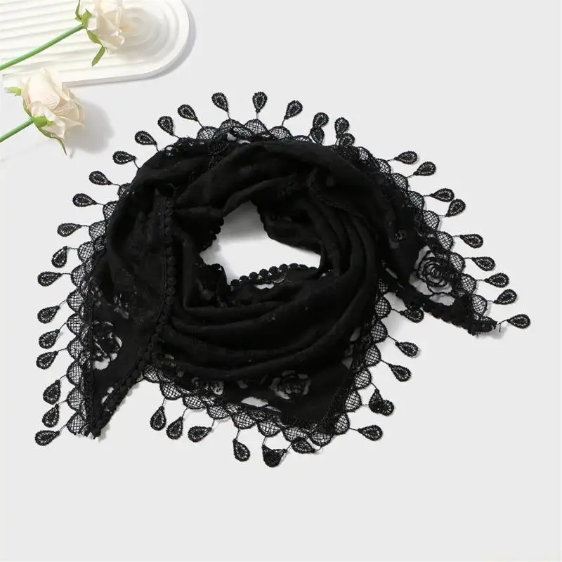

31BF Polyester Lace Accent Head Cover Comfortable Headwear for Women Girls