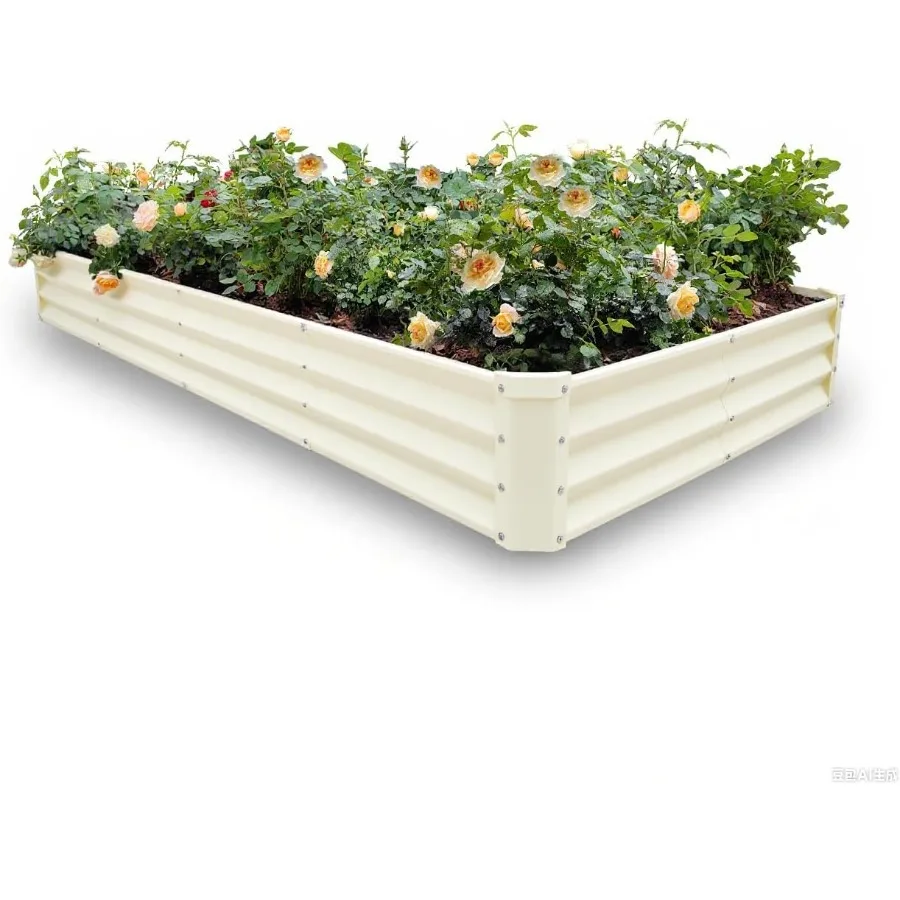 

GARDMAX 8x4x1FT Galvanized Raised Garden Bed Kit Metal Planter Boxes Outdoor with Easy Assembly Large Garden Bed for Vegetables