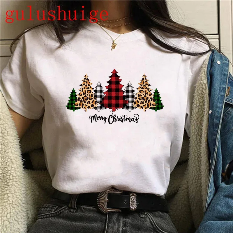 Frauen Santa Claus Frohe Weihnachten t hemd Rentier navidad T-shirt Mädchen Harajuku Kurzarm T Weibliche 90S Kleidung t-shirt