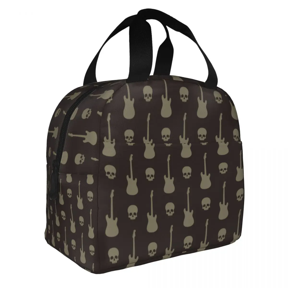 Heavy Metal Skull Lunch Bag Portable Insulated Canvas Cooler Bags Thermal Cold Food Picnic Travel Tote for Women Kids