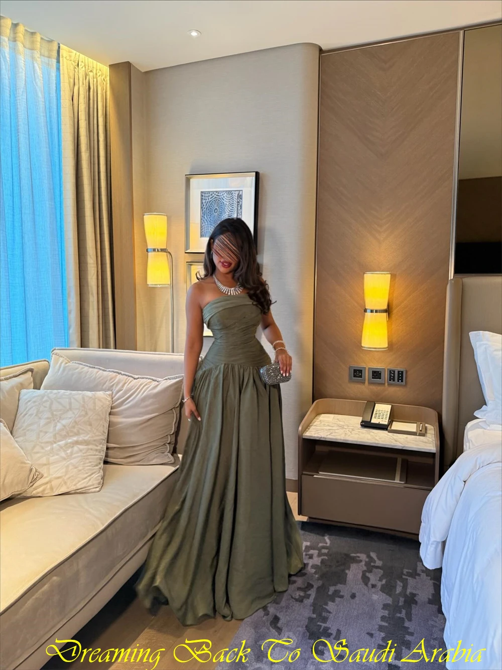 فستان سهرة كلاسيكي كلاسيكي من الأورجانزا باللون الأخضر مخصص بدون حمالات بدون أكمام فساتين المشاهير ناعمة مستقيمة سويب تراين للحفلات الراقصة #4