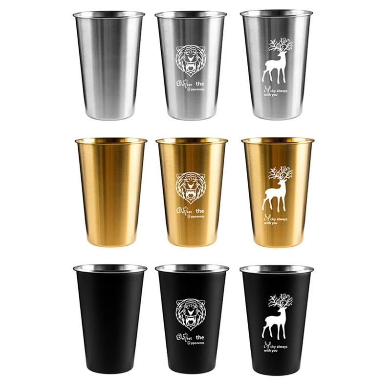 

3 Styles Stainless Steel Beer Milk Mugs for Tea Coffee Cold Drink Cups Portable Juice Drinking Tumbler Household Bar Accessories