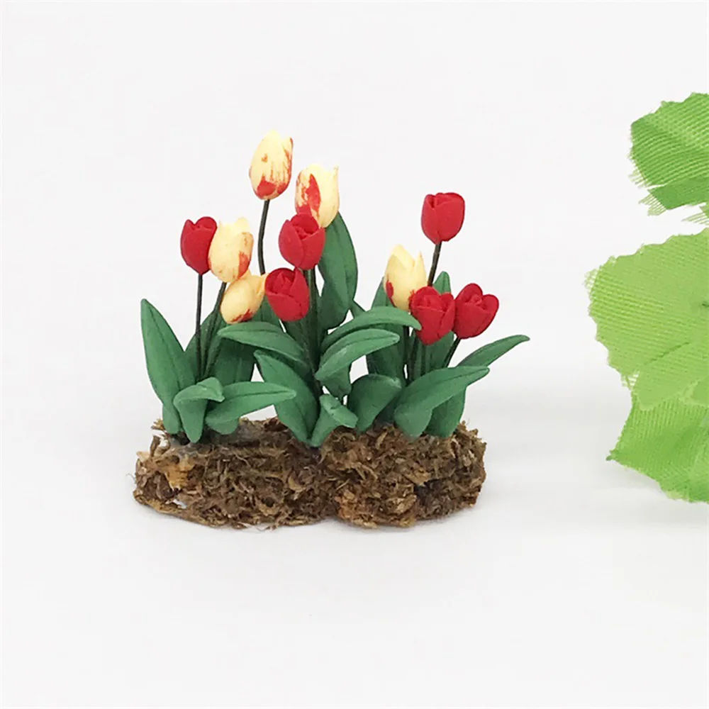 Mini Tulip Blossom Cluster Tulips Artificial Flowers Artificiales Mini Tulip for Home Wedding Decoration Flowers Clay Ornaments