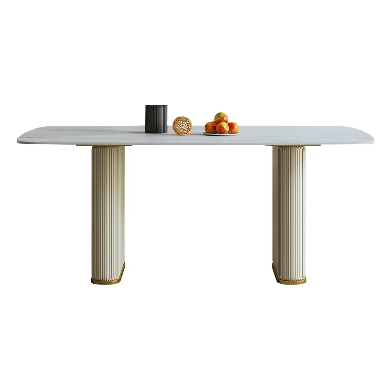 

XK Stone Plate Dining Table Rectangular Light Luxury Post-Modern Small Apartment Dining Tables and Chairs Set