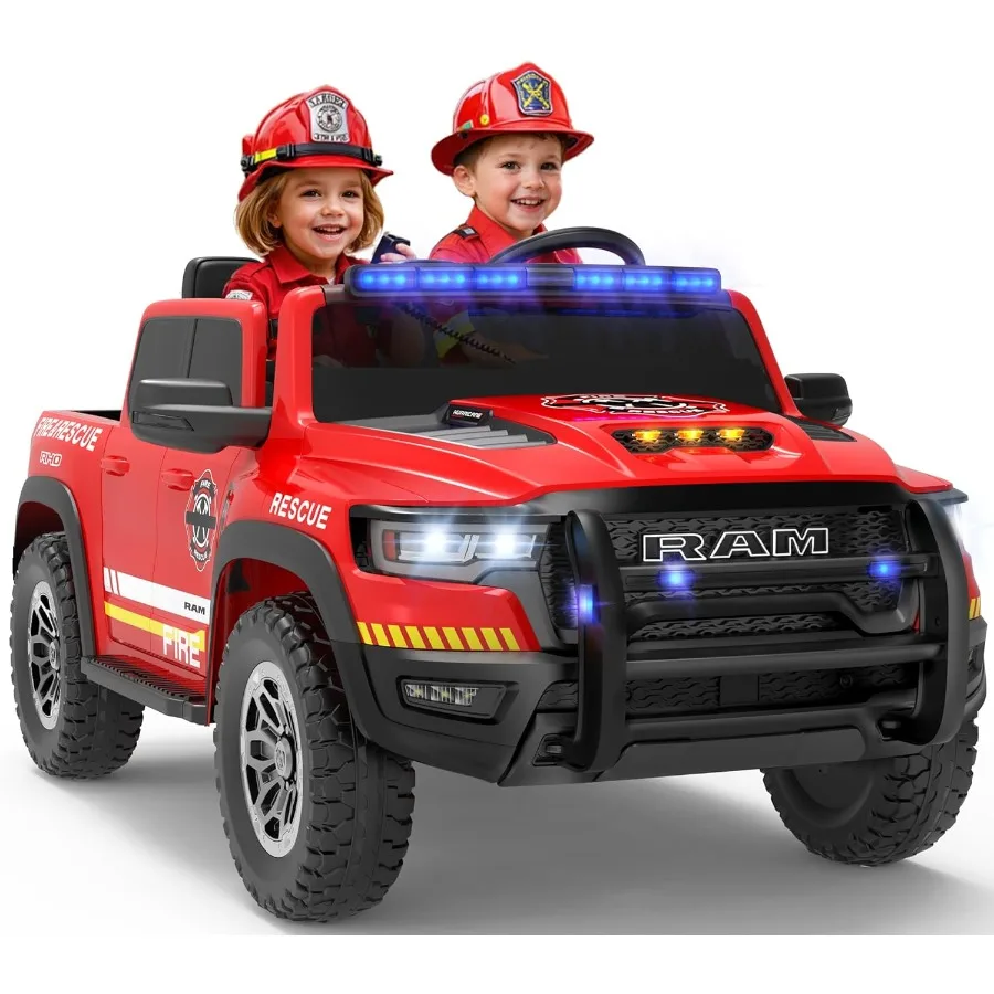 ركوب الأطفال المرخص 24 فولت على شاحنة إطفاء، ركوب شاحنة إطفاء بمقعدين على سيارة مع جهاز تحكم عن بعد، سيارة كهربائية للأطفال مع صفارة الإنذار، فلاس #1