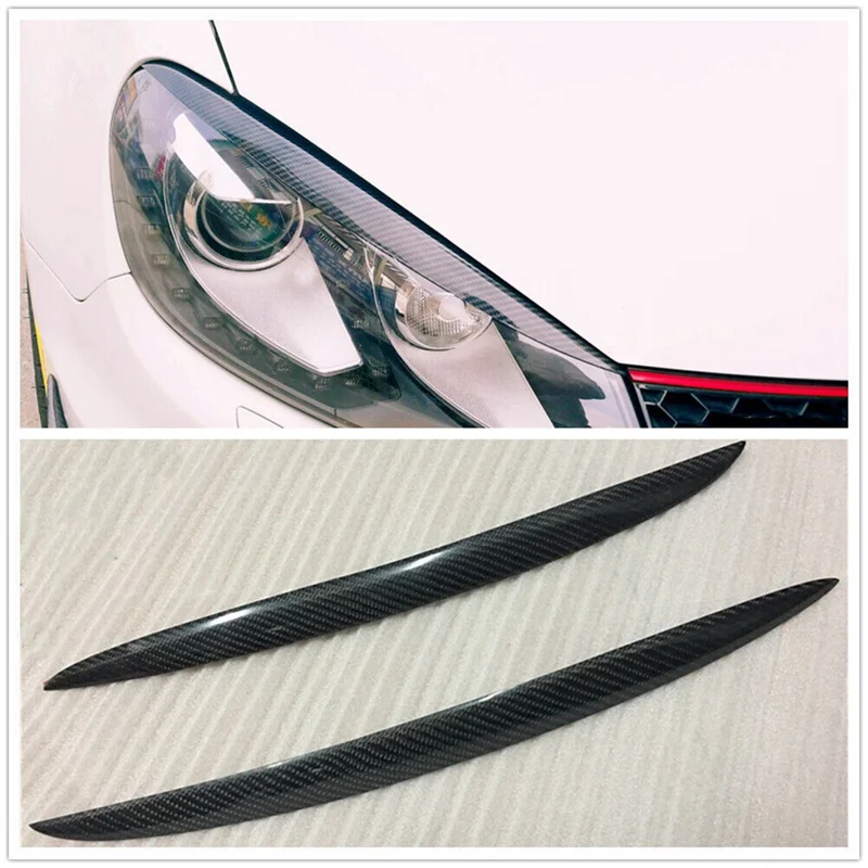 

1 Pair Eyelids Eyebrows Lids Headlight Trim Cover Car Accessories Real Carbon Fiber For VW Golf 6 GTI R MK6 2009-2012