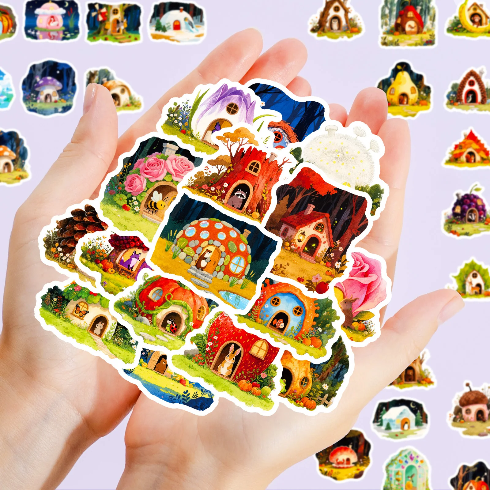 

10/56PCS House Graffiti Stickers New Cartoon Color Fairy Tale Animal World for Water Cup Mobile Computer Notebook Stationery