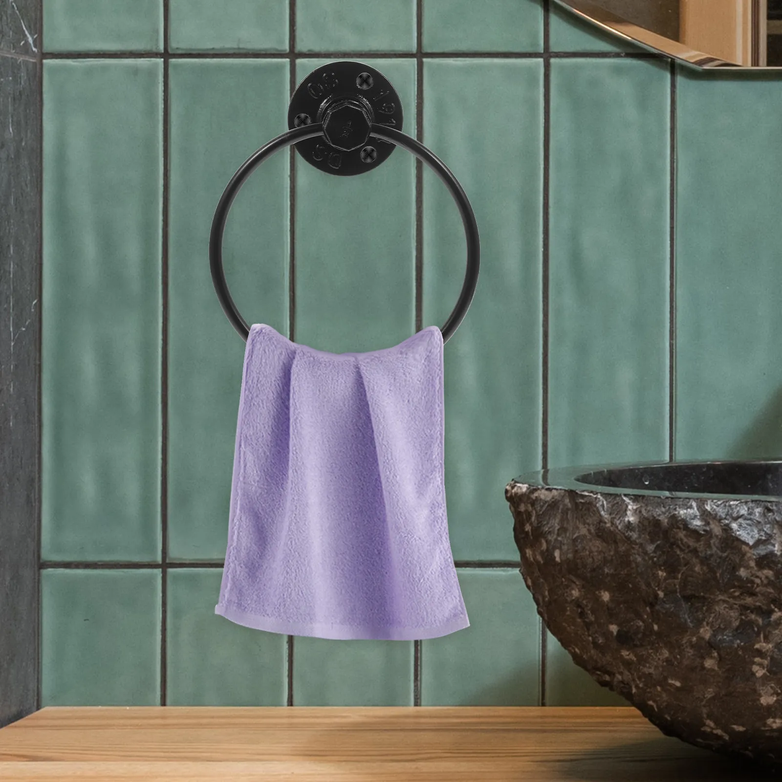 

Iron Industrial Towel Ring Vintage Style Wall Mounted Bathroom Hand Towel Holder Rack Efficient Space Organizer