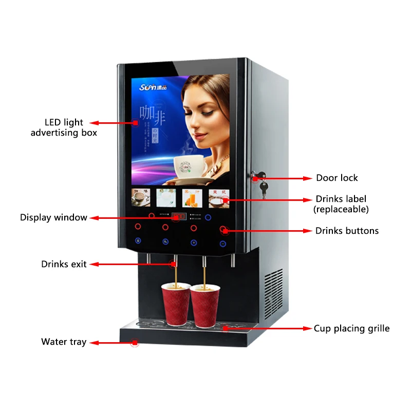 40SCW-10 Top Sale Product With Four Ingredients Automatic Instant Coffee Machine For Office Drinking Juice Vending Machine