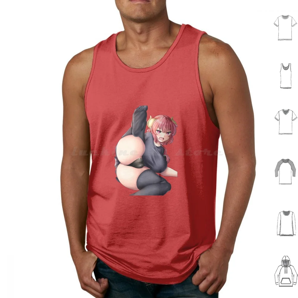 Miss Kobayashi's Dragon Maid Llulu Tank Tops Print Cotton Ilulu Miss Kobayashis Dragon Maid Anime Maid Waifu Blushing