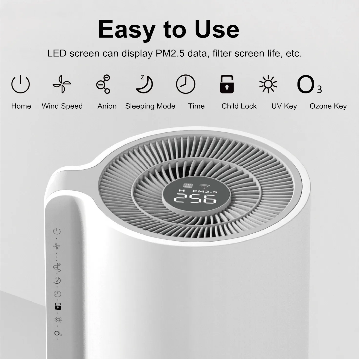TUYA APP Wifi Control Smart Air Purifier Filtering Cat Dog Flying Hair Pet Odor Removal For Home Use