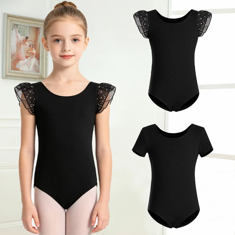 Maillot de Ballet Clásico de Manga Corta para Niñas, Ropa Básica para Práctica de Danza, para Prácticas de Danza en Equipo