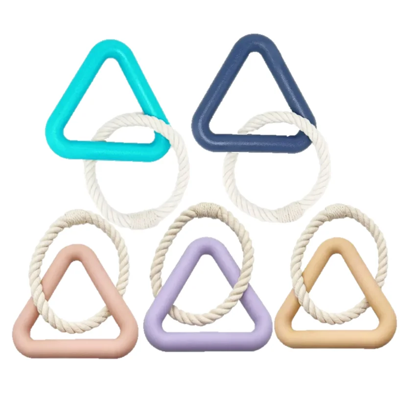 TPR Triangle Ring Cotton Rope Triangle Dog Bite Tug Tension Grinding Teeth Bite Resistant Pull Ring Pet Dog Toy Dog Chew Toys