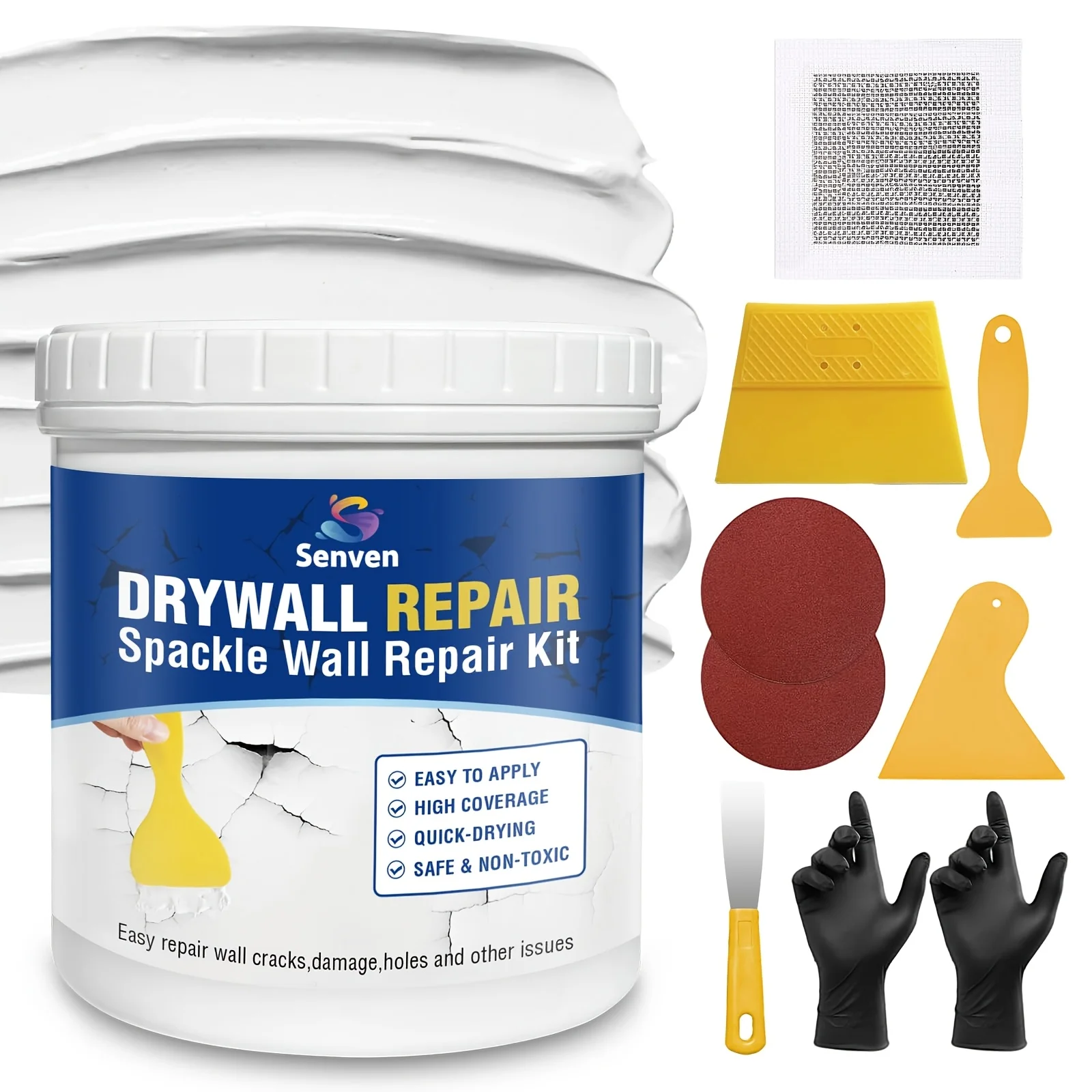 Drywall Repair Kit 500G 18Oz, White Drywall Patch Repair Kit with All Tools, Spackle Wall Patch Kits, Wall Putty Hole Filler Mending Agent Putty for Holes Mending Agent Paste