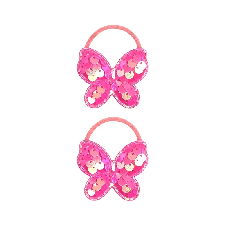 2PCS Sequin Fish Scale Butterfly Girls Kids Elastic Hair Bands Lovely Princess Hair Accessories Children Hair Ties Baby Headwear