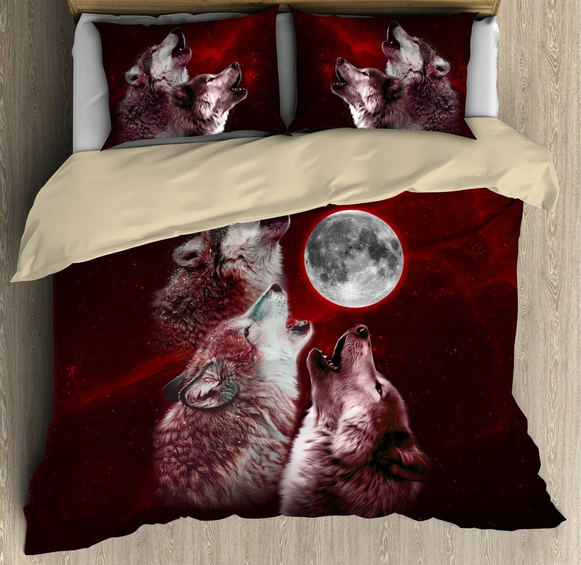 Wolf And Moon Bedding Set 3D Printing 2-3 Piece Set (No Core) For Bedroom Duvet Cover Set Home Textile Halloween Decor Gifts