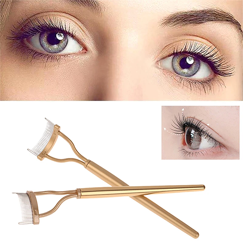 Gouden Wimper Separator Metalen Tanden Rechte Wimperkruller Makeup Roestvrij Wimperborstel Kam Mascara Krul Make-Up Tool
