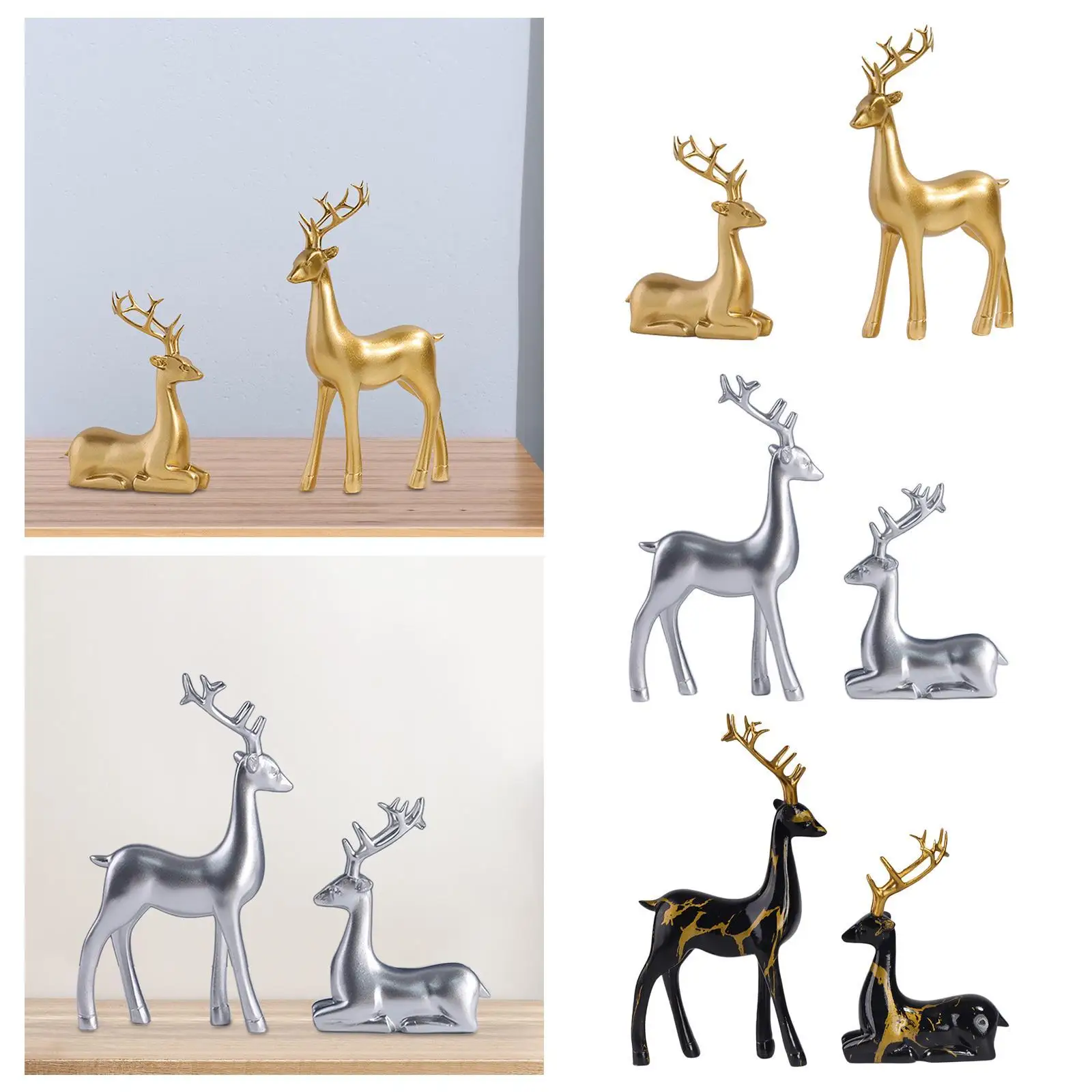 Reindeer Statue Creative Ornaments Deer Figurine for Bookshelf Desktop Decor
