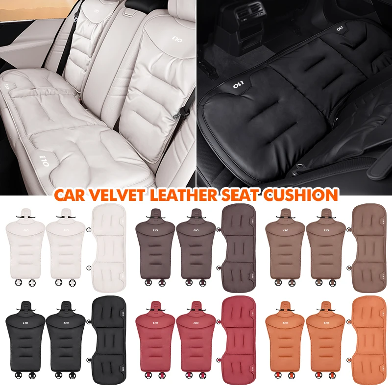 Cojín de terciopelo para asiento de coche, respaldo de cuero transpirable para Hyundai i10 I10 N Line 2008 2009 2010 2011 2012 2013 2019-2023