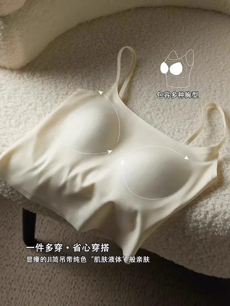 Autumn Winter MOYISU Seamless Bra: Invisible Lined Camisole Anti-Peep Undershirt Strap Sexy  Support Cozy Layering UK Essential image 3