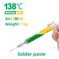 15g Low Temperature Syringe SMD Solder Paste Led Solder Sn42bi58 138 ℃ SMD Repair Solder Paste