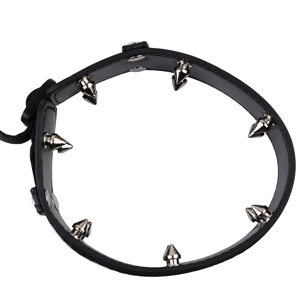 بولي Leather الجلود قابل للتعديل ضبط النفس طوق مع المسامير المعدنية الثدي محفز الوثن لعب الأدوار SM زوجين اللعوب لعبة الجنس #4
