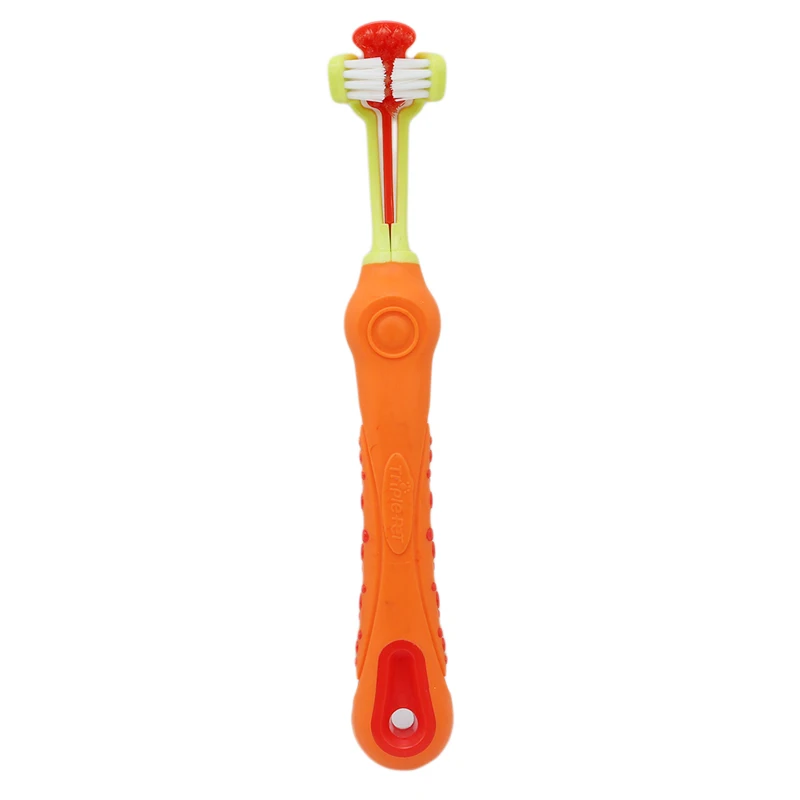 Cepillo de dientes de tres caras para mascotas, accesorio para el cuidado de los dientes de los perros y gatos, elimina el sarro y el mal aliento, gran oferta